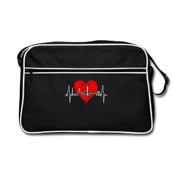 Duisburg Skyline Heartbeat Pulse Heart Ruhrpott Fan - Sac Retro - noir/blanc - Devant