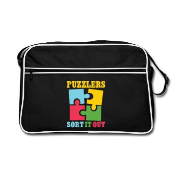 Puzzlers sort it out - Retro Tasche - Schwarz/Weiß - Vorne