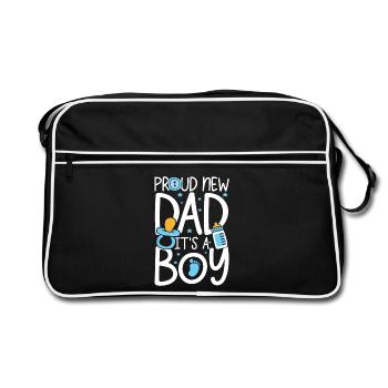 Proud new dad it s a boy - Retro Tasche - Schwarz/Weiß - Vorne
