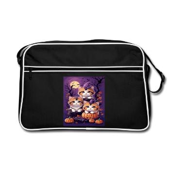 Trio de Chatons au style d'Halloween - Sac Retro - noir/blanc - Devant