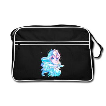 Eisprinzessin - Eiskalte Anime Schönheit - Retro Tasche - Schwarz/Weiß - Vorne