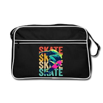 Skateboarding Schlittschuh - Retro Tasche - Schwarz/Weiß - Vorne