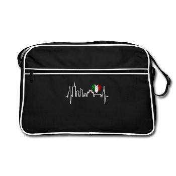Milan Skyline Italie Heartbeat Fan Love Milano - Sac Retro - noir/blanc - Devant