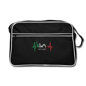 Milan Skyline Italie Heartbeat Fan Love Milano - Sac Retro - noir/blanc - Devant