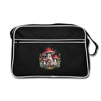Aesthetic Cottagecore Goblincore, Toadstool Mushroom - Retro Bag - black/white - Front