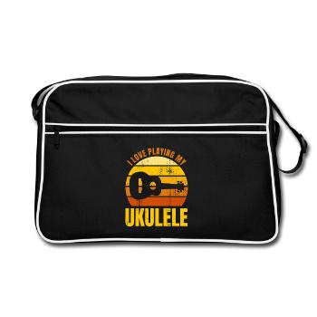 Motivational Ukulele Saying - Retro Bag - black/white - Front
