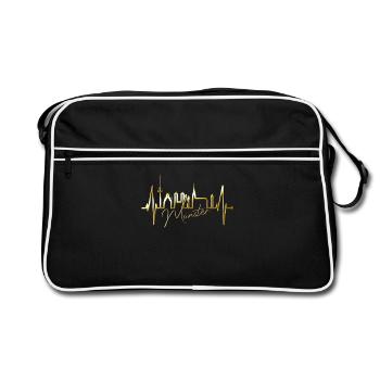 Münster Skyline Heartbeat Heart Love Love Münster - Retro Bag - black/white - Front