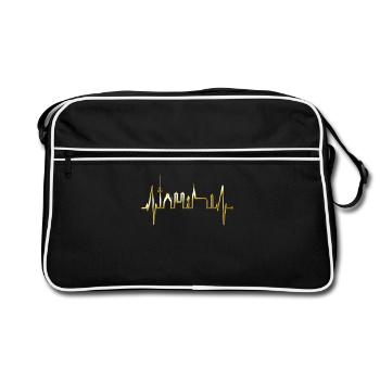 Münster Skyline Heartbeat Heart Love Love Münster - Retro Bag - black/white - Front