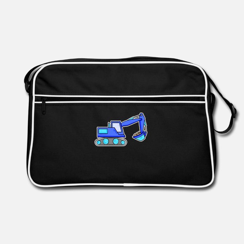 Excavator Construction Site Excavator Driver Blue Retro Bag