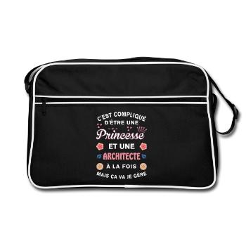 Cadeau Humoristique architecte Princesse - Sac Retro - noir/blanc - Devant