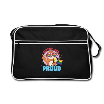 Fabelhaftes Faultier-Leben mit LGBT-Flagge - Retro Tasche - Schwarz/Weiß - Vorne