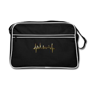Freiburg im Breisgau Skyline Herzschlag Freiburger - Retro Tasche - Schwarz/Weiß - Vorne