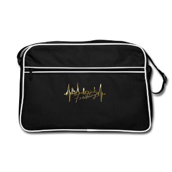 Freiburg im Breisgau Skyline Herzschlag Freiburger - Retro Tasche - Schwarz/Weiß - Vorne