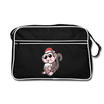 Monkey Christmas Bubble Tea - Retro Bag - black/white - Front