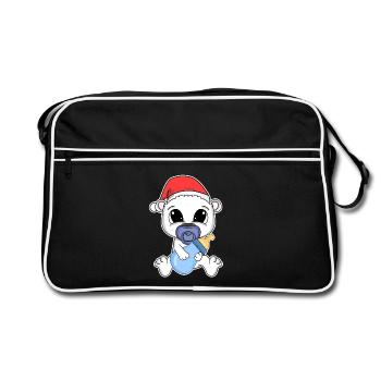 Ours bébé Noël ours polaire - Sac Retro - noir/blanc - Devant