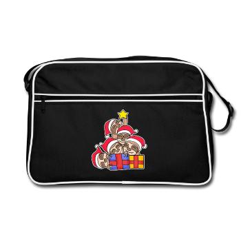 Sloth, Sloths, Christmas Tree, Christmas - Retro Bag - black/white - Front