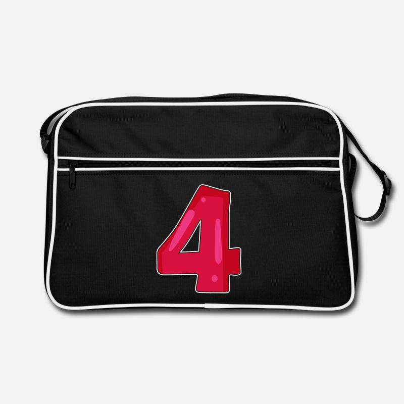 Zahl Vier Ziffer Nummer Vierter Vierte Retro Tasche