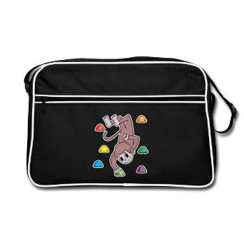Affe Felsklettern Klettern - Retro Tasche - Schwarz/Weiß - Vorne