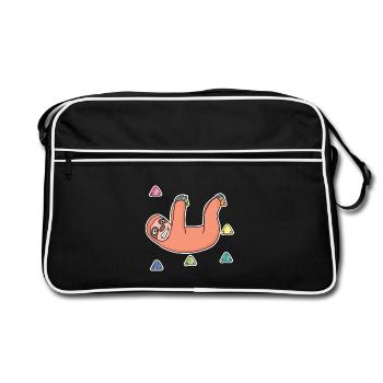 Faultier Felsklettern Klettern - Retro Tasche - Schwarz/Weiß - Vorne