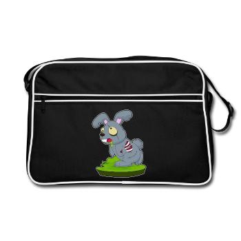 Bunny Halloween Zombie - Retro Bag - black/white - Front