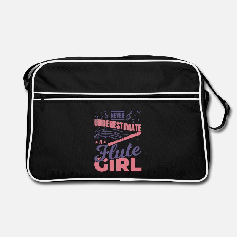 Unterschätze nie ein Flötenmädchen Retro Tasche