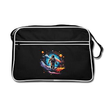 Astronaut in Space Design - Retro Bag - black/white - Front