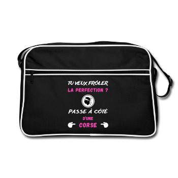Tu veux frôler la perfection ? Humour Corse - Sac Retro - noir/blanc - Devant