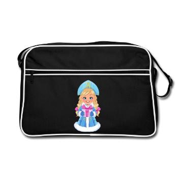 Ded Moroz Snegurotschka russischer Weihnachtsmann - Retro Tasche - Schwarz/Weiß - Vorne