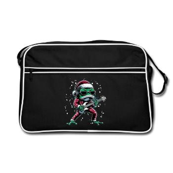 Grenouille cool avec guitare et chapeau de père Noël - Sac Retro - noir/blanc - Devant
