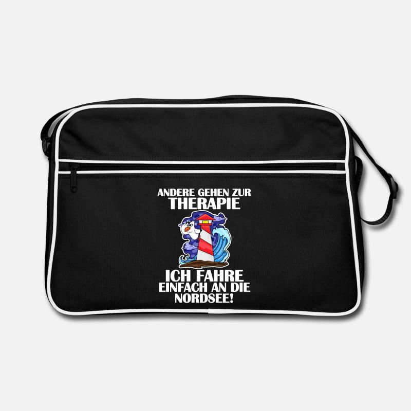 Nordsee Spruch - Retro Tasche - Schwarz/Weiß