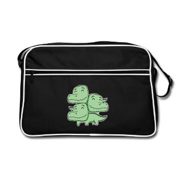 Corcodile Motif - Retro Bag - black/white - Front