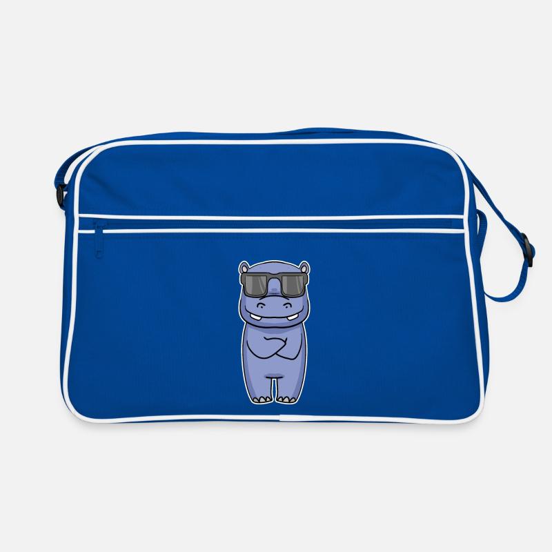 Nilpferd mit Brille Retro Tasche