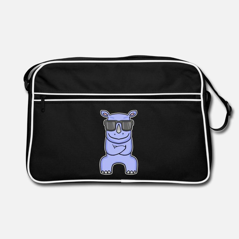 Nilpferd mit Brille Retro Tasche