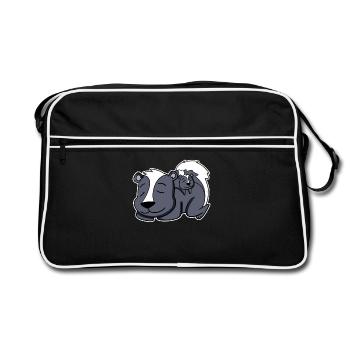 Skunk Family - Skunk with Baby - Retro Bag - black/white - Front