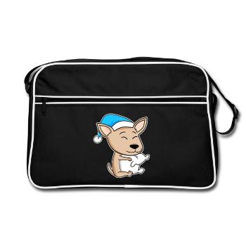 Chihuahua Schlafen Müdigkeit Hund Hunderasse - Retro Tasche - Schwarz/Weiß - Vorne