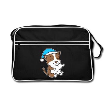 Staffordshire Bullterrier Schlafen Müdigkeit Hund - Retro Tasche - Schwarz/Weiß - Vorne