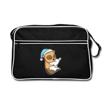 Cochon d’Inde domestique avec oreiller et bonnet somnolent - Sac Retro - noir/blanc - Devant