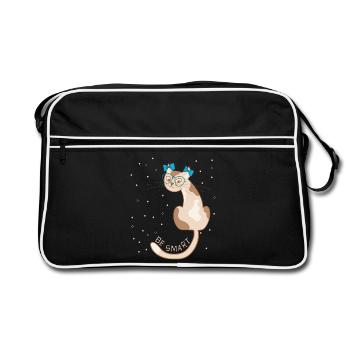 Cat, be smart - Retro Bag - black/white - Front