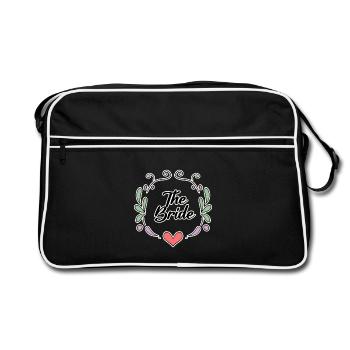 Braut Spruch Motiv Herz - Retro Tasche - Schwarz/Weiß - Vorne