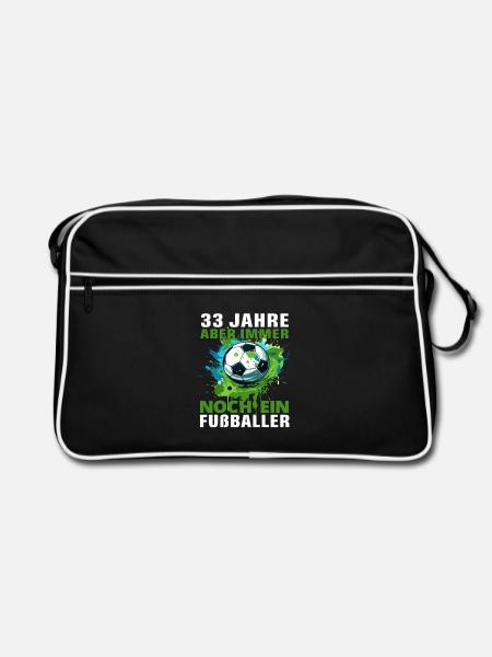 Fußballer 33 Geburtstag Fußballspieler Spruch - Retro Tasche - Schwarz/Weiß - Vorne