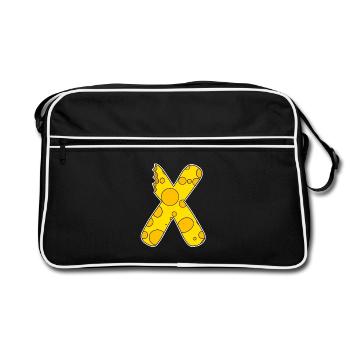 Lettre X - Lettre initiale X - Motif Fromage - Sac Retro - noir/blanc - Devant
