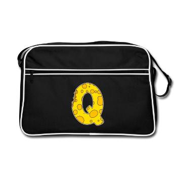 Lettre Q - Lettre initiale Q - Motif de fromage - Sac Retro - noir/blanc - Devant