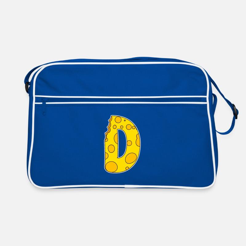 Buchstabe D - Anfangsbuchstabe D - Käse Motiv Retro Tasche