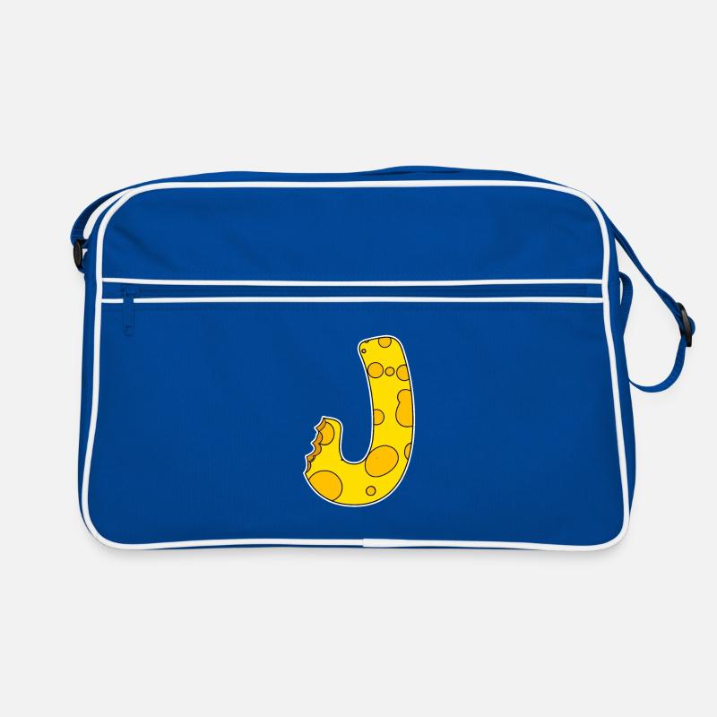 Buchstabe J - Anfangsbuchstabe J - Käse Motiv Retro Tasche