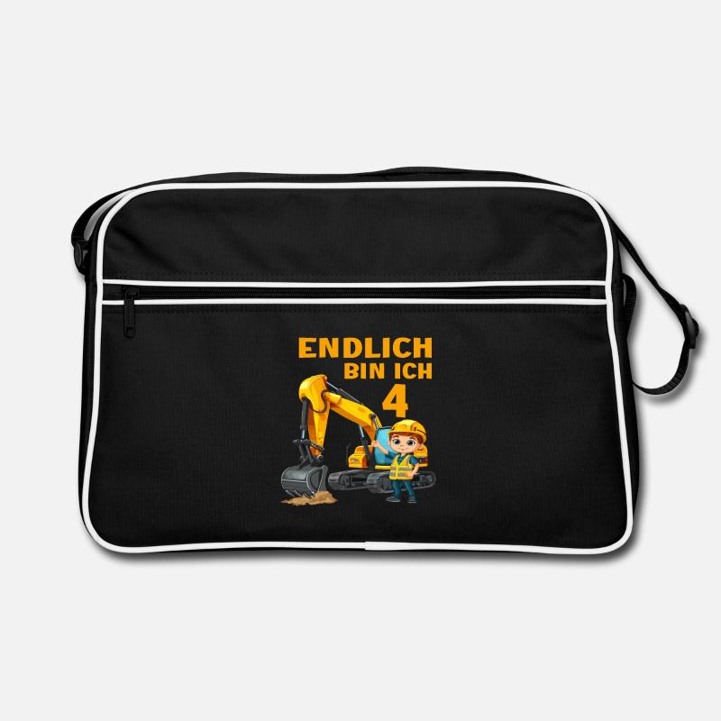 Baggerfahrer Bagger 4 Geburtstag Baggern 4 Jahre Retro Tasche
