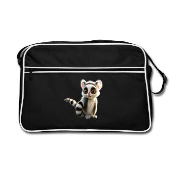 Amoureux des lémuriens à queue annelée Lémurien lémurien à queue annelée Maki lémurien à queue annelée - Sac Retro - noir/blanc - Devant