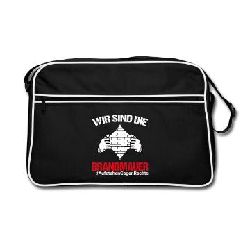Brandmauer gegen Rechts gegen AfD - Retro Tasche - Schwarz/Weiß - Vorne