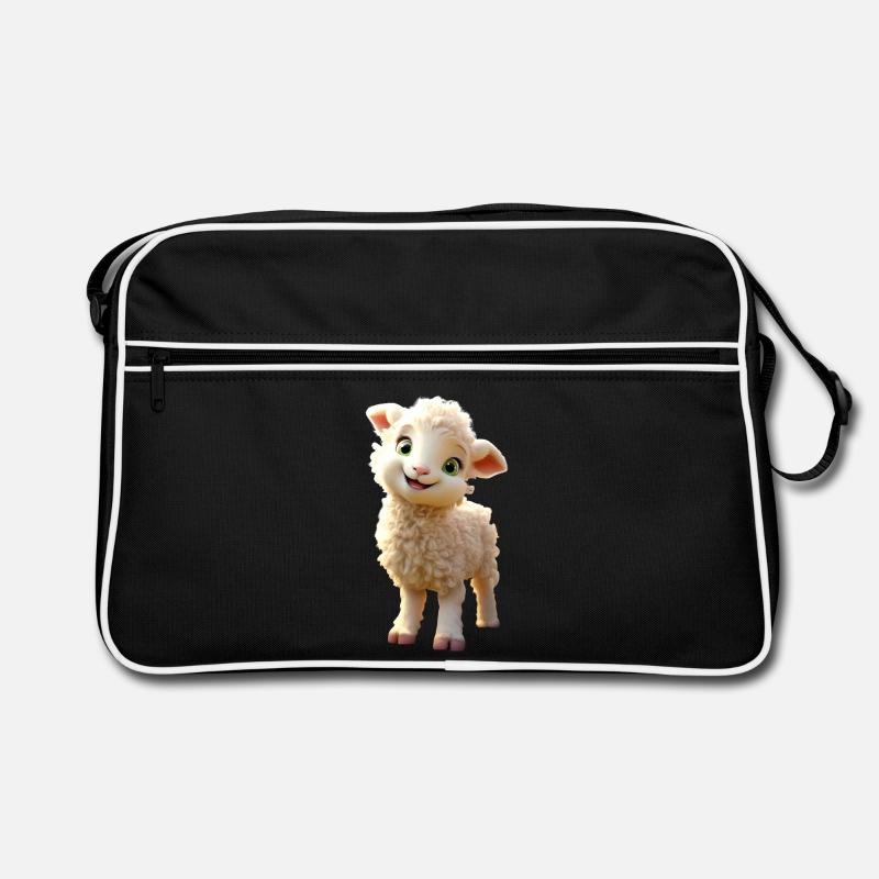 Schaf Lamm Mäh Schäfchen Schäfer Süße Schafe Schaf - Retro Tasche - Schwarz/Weiß