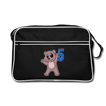 Ours à motif 5e anniversaire - Cinq ans - Sac Retro - noir/blanc - Devant