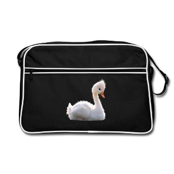 Cygne muet Cygne Oie Canard Cygne Cygne blanc - Sac Retro - noir/blanc - Devant